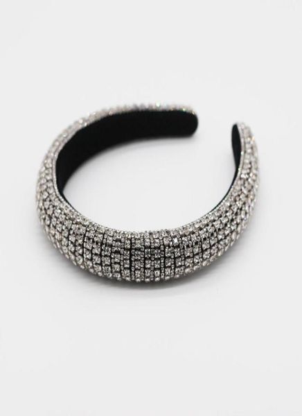 

whole baroque full crystal headbands hair bands for women lady shiny padded diamond headband hair hoop fashion party jewelry a5058877, Silver