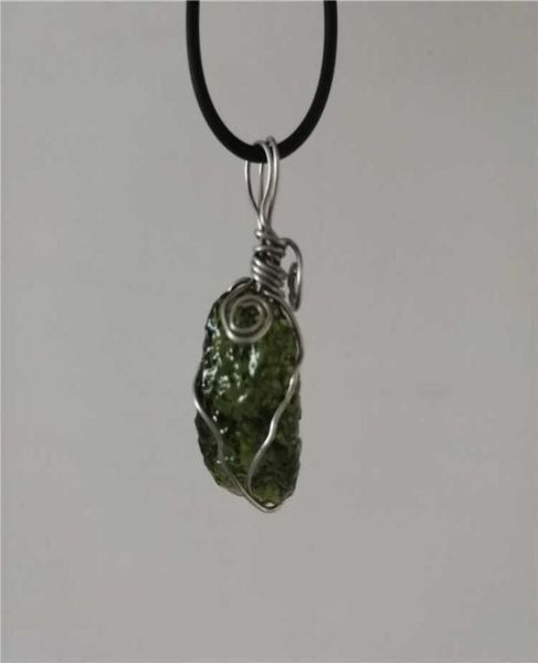 

a natural moldavite green aerolites crystal falling stone pendant energy apotropaic 4g6g lot rope necklace 10284803838073801, Silver