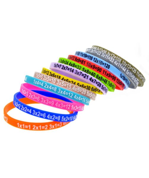 

120pcs multiplication tables skinny silicone rubber wristband great for normal day to day wear for students2594039, Black