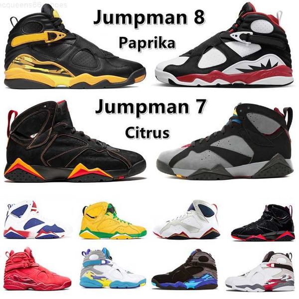

jumpman 7 8 men basketball shoes 7s citrus bordeaux z mist patent leather flint 8s aqua paprika taxi south beach raid three peat mens traine, Black