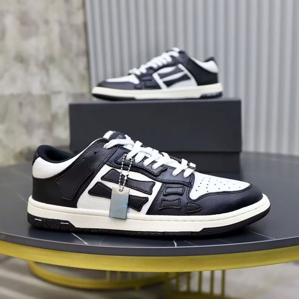 

luxury 2023 s/s men's skel low sneakers shoes rubber sole trainers famous technical breath couple casual walking mesh suede skateboard, Black