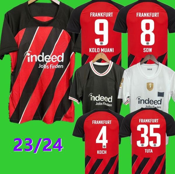 

23 24 eintracht frankfurt soccer jerseys dfb pokal final 4 koch 27 m.gotze europa kits sets lammers koch men set shirt borre hauge 2023 2024, Black;yellow