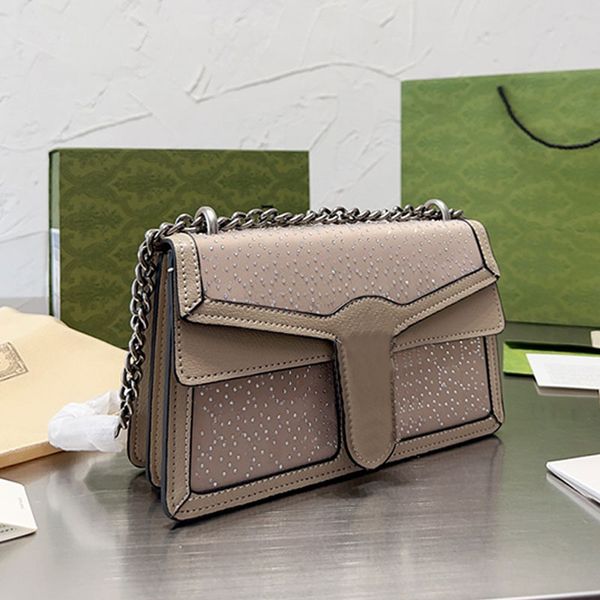 

full diamond messenger bag chain flap shoulder bags women cross body purse letter diamond decoration cowhide material buckle handbag high qu