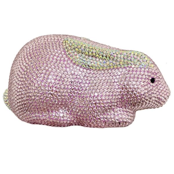 

evening bags pink diamond rabbit evening bag clutch bling sparkling crystal ab clutches high-end women party dinner purses minaudiere handba