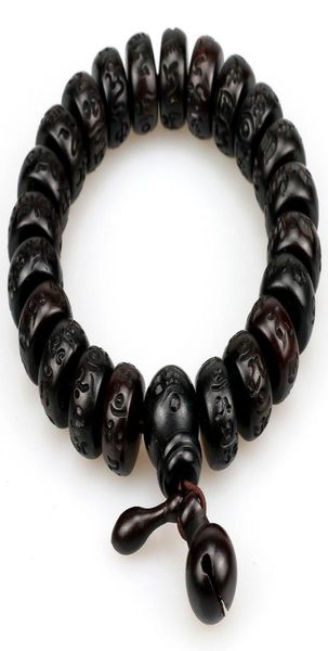 

natural wood tibetan buddhist male bracelet lightning stroke jujube beads meditation men mantra bracelet women yoga jewelry7926226, Black