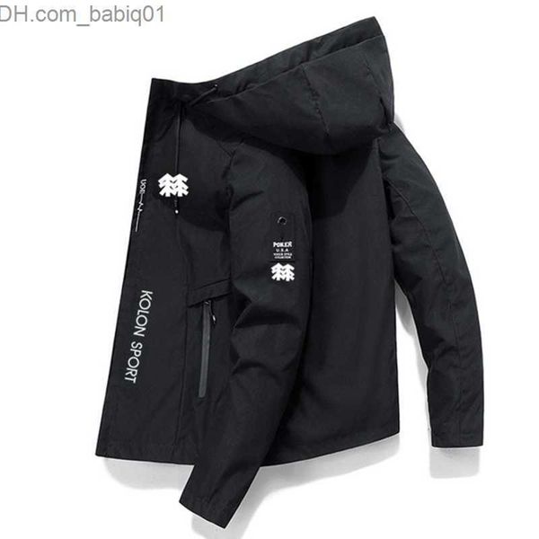 

men's jackets men brand kolon sport outdoor camping mountaineering jacket 2023 new men hoodie windbreaker adventure jacket men flight j, Black;brown