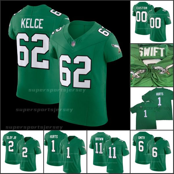 

philadelphias eagles 1 jalen hurts 2023 football jerseys 62 jason kelce 6 devonta smith brian dawkins a.j. brown haason reddick stitched dar, Black;red