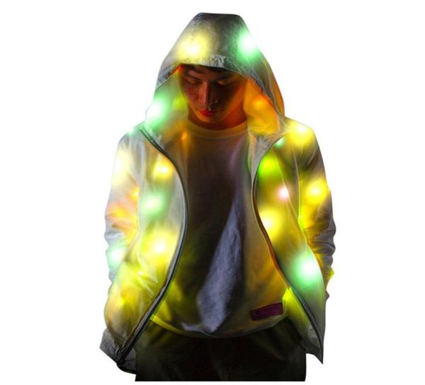 

men coat led lighting luminous jacket costume creative halloween waterproof colorful jackets party dancing led lighting coat yl52757962, Black;brown