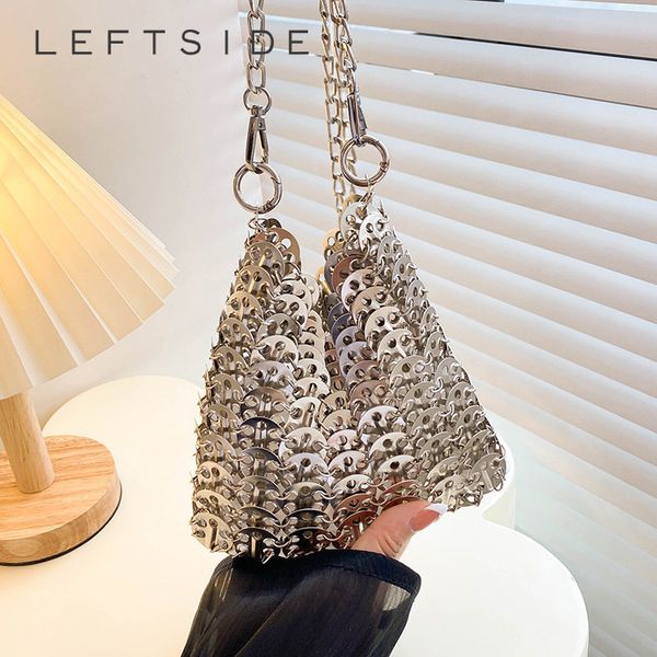 

evening bags leftside famous brand small chain handbags and purses 2023 metal crossbody bag luxury designer women silver y2k 230803