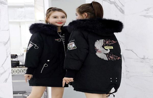 

women039s trench coats fashion winter jacket women white big fur hooded thick down parkas long female coat slim warm outwear 201764165, Tan;black