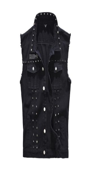 

men039s vests denim vest men punk rock rivet cowboy black jeans waistcoat 2208237659446, Black;white
