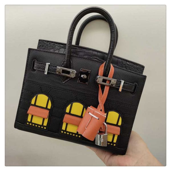 

evening bags h ermes brikiss for women 2023 new layer cowhide house bag crocodile pattern fashion trend handbag casual versatile combinat wi