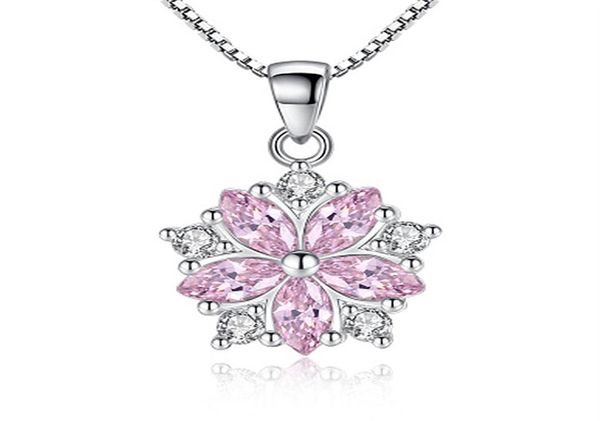 

s925 pure silver necklace female south korean literary powder cherry blossom brief paragraph clavicle sterling silver pendant chai5226990