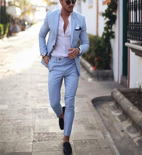 

men039s suits blazers 2022 light blue men tuxedo for wedding 2 pieces business peaked lapel costume homme party veste mariage7644523, White;black