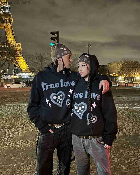 

men's hoodies sweatshirts y2k fashion casual gothic 3d print super dalian hoodie men's 2023 new hip hop foam harajuku loose k popu, Black