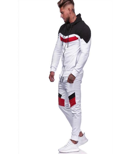 

2019 mens clothing men long sleeve hoodiespants sets male tracksuit patchwork sport suit casual conjuntos masculinos3649661, Gray