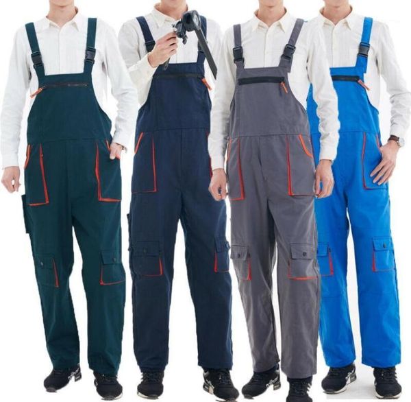 

large size 4xl men039s bib pants fashion functional clothing men heavy duty work jumpsuit coveralls overalls mechanic indoor pa2729395, Black