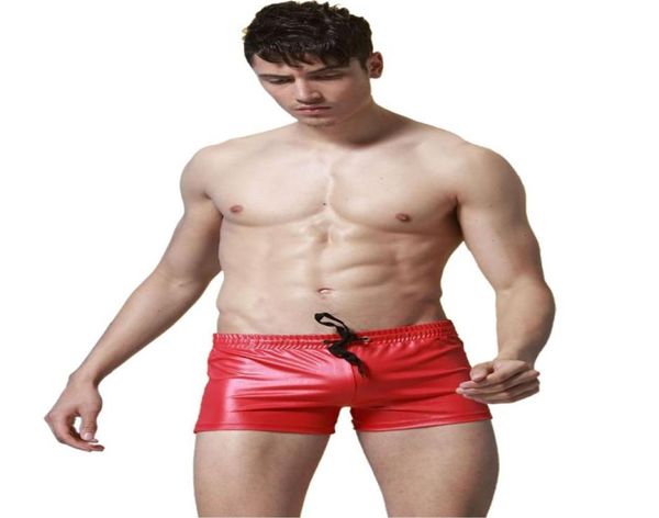 

selling faux leather men underwear boxers shorts tightfitting underpants male panties drawstring swimwear sxl2747854, White;black