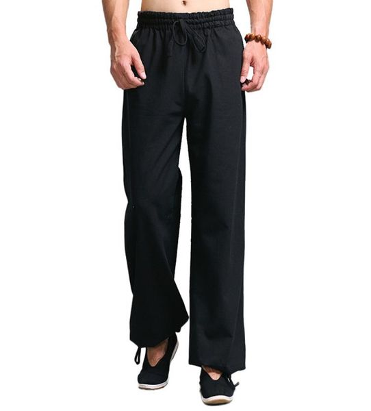 

casual harem pants men jogger pants chinese traditional harajuku kung fu tang suit tai chi uniform cotton linen trousers t2007046396436, Black