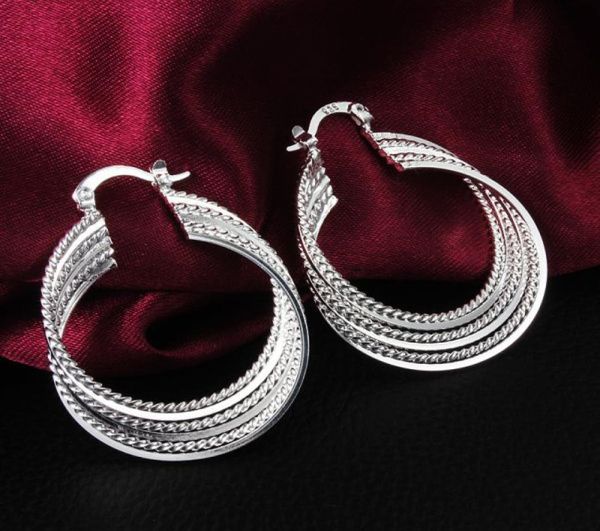 

2014 new design jewelry 925 sterling silver hoop earrings fashion classic party style5725489, Golden;silver