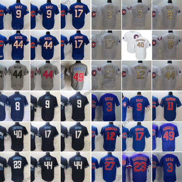 

9 baez david baseball jerseys javier ross anthony rizzo willson contreras ryne sandberg kyle schwarber ian happ kris russell stitched jersey, Blue;black