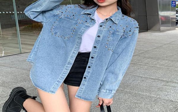 

women039s jackets autumn new korean loose beaded denim coat shirt women258u9369778, Black;brown