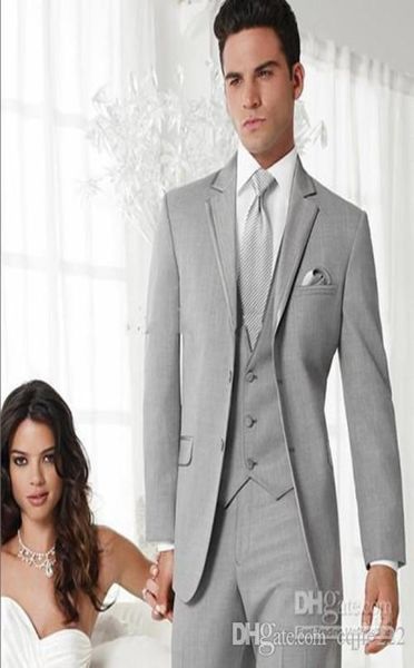 

custom made slim fit groom tuxedos light grey notch lapel man suit wedding groomsman men suits bridegroom jacket7721463, Black;gray