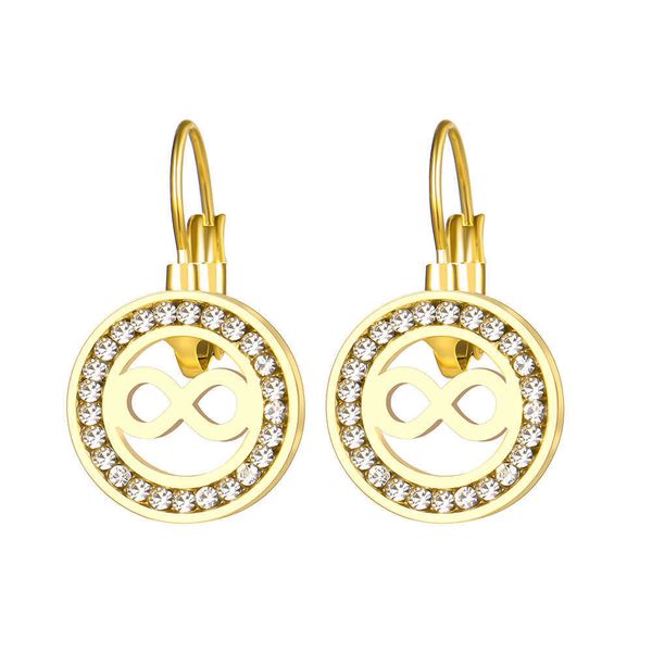 

charm stainless steel earrings trend infinity symbol zircon crystal fashion charm earrings for women jewelry party gifts r230804, Golden