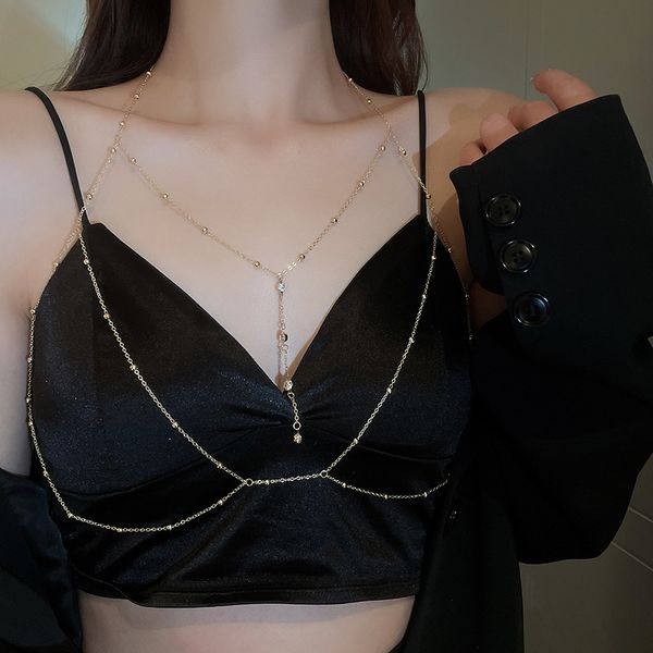 

body jewelry chest chain bikini belly chains for women cross waist chains female body suit girl fashion beach simple luxury, Golden;silver