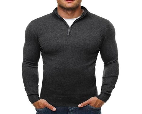 

2018 brand sweater pullover men casual slim sweaters classic zipper high collar simple solid color men polo sweater 3xl8742805, White;black