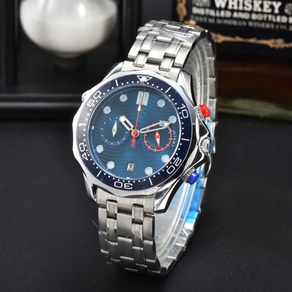 

watches quartz watch oujia 5-pin fully functional chronograph sailboat men's american business leisure quartz watch, Silver