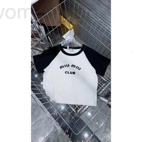 

women's t-shirt designer m23 spring/summer new fashion simple letter towel embroidery black and white contrast short casual versatile t