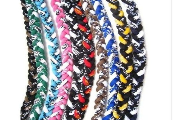 

titanium sport accessories original men kids boys titanium braided 3 ropes tornado necklaces for sports football baseball softball1114823