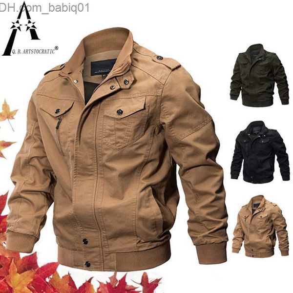 

men's jackets plus size military bomber jacket men spring autumn casual multi-pocket pilot jackets male army cargo flight mens jackets, Black;brown