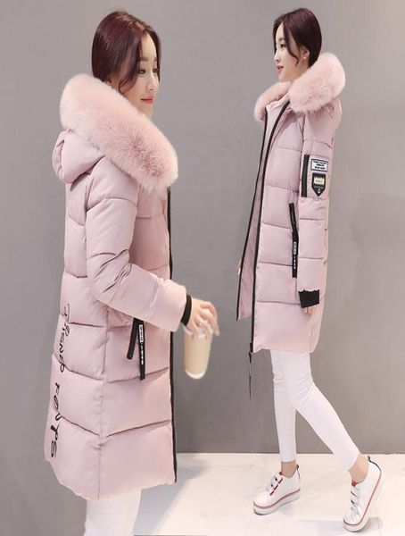 

fashionwarm fur fashion hooded quilted coat winter jacket woman 2017 solid color zipper down cotton parka plus size 3xl outwear c4482594, Black