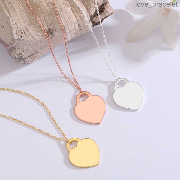

wholesale jewlery designer for women heart necklace love enamel heart shaped pendant titanium steel valentine's day gift for girlfriend, Silver