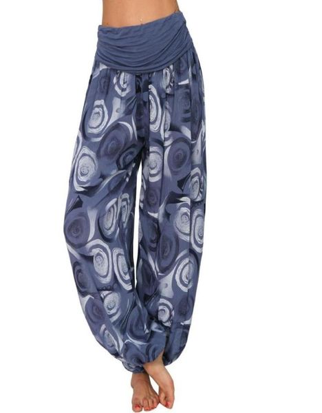 

women039s pants capris women bohemian floral print long 2021 elastic waist casual vintage harem boho beach trousers plus size2886417, Black;white