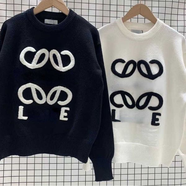 

winter knitwear women wool sweaters logo embroidered pullover coat loe designer sweater long sleeved tshirt womens fashion casual sweatshirt, White;black