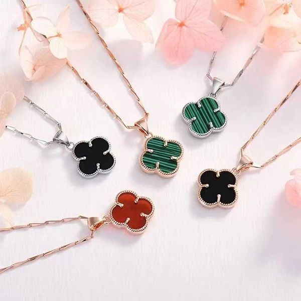 

sterling silver lucky four-leaf clover necklace pendant female rose gold colorfast temperament qixi valentine's day gift girlfriend