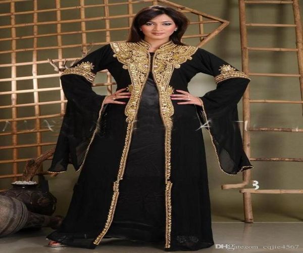

long arabic crystal beaded islamic clothing for women abaya in dubai abaya kaftan muslim arabic evening dresses party prom gowns 39396501, Black;red