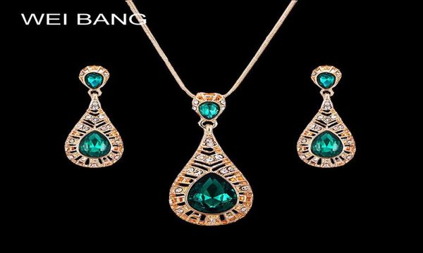 

earrings necklace 2021 fashion gold color jewelry dubai bride wedding quality green rhinestone jewlery set drop7953095, Silver