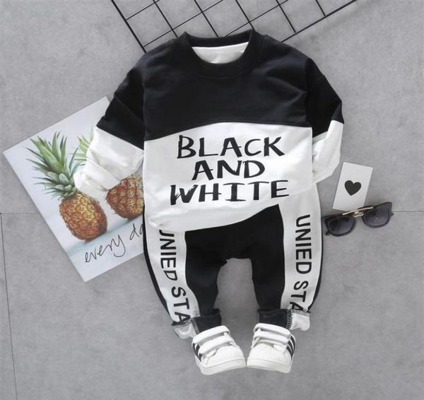 

winter clothes for baby boys girls long sleeve clothes t shirt pants 2pcs sets children fashion splice kid casual tracksuits215i5544780, White