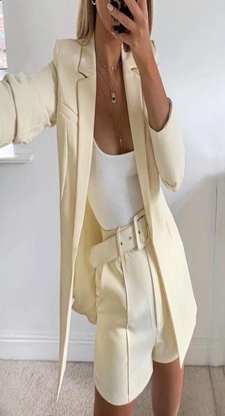 

outfits 2020 pink blazer suit shorts 2 two pieces set with belt autumn winter women streetwear coat jacket sets office gv9937686079, White;black
