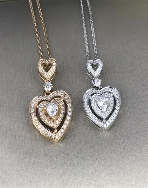 

vecalon heart shape pendant real 925 sterling silver diamond wedding pendants with necklace for women bridal party jewelry4700193