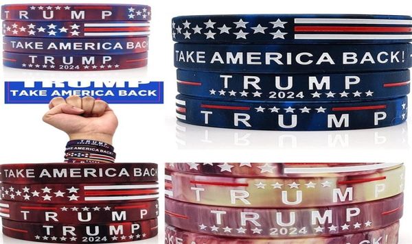 

take america back silicone bracelet us presindent trump 2024 wristband stars stripes support rubber sports football bangle wrist8179187, Red;brown