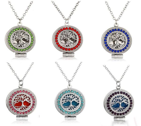 

new perfume aroma diffuser locket necklaces tree of life pendant magnetic perfume locket with felt pads cage pendant jewelry 7 col1460324, Silver