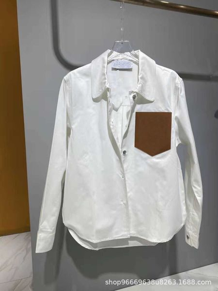 

new autumn 21 leather hollow pocket white shirt shenzhen