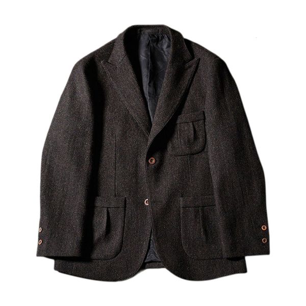

men's suits blazers men's tweed wool suit jacket classic england safari style vintage outwear 230804, White;black