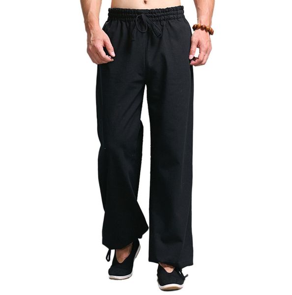 

casual harem pants men jogger pants chinese traditional harajuku kung fu tang suit tai chi uniform cotton linen trousers t2007044608776, Black