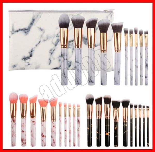 

makeup brushes 10 pcs marble makeup brush set professional portable face and eyeshadow powder foundation makeup tools with bag 1868980